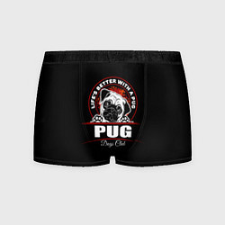 Трусы-боксеры мужские Мопс Pug, цвет: 3D-принт