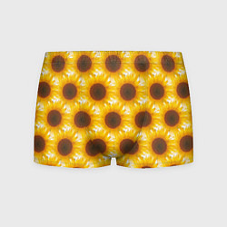 Трусы-боксеры мужские Желтые подсолнухи паттерн, цвет: 3D-принт