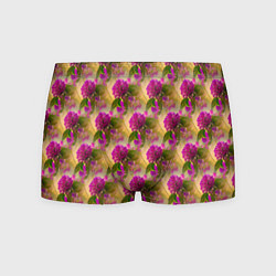 Трусы-боксеры мужские Фиолетовые цветочки 3d, цвет: 3D-принт