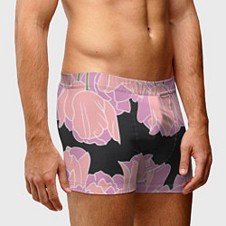 Трусы-боксеры мужские Розовые цветы-кристаллы, цвет: 3D-принт — фото 2