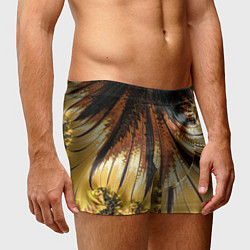 Трусы-боксеры мужские Черный с золотым фрактал Абстракция, цвет: 3D-принт — фото 2