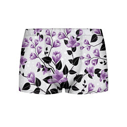 Трусы-боксеры мужские Распустившиеся фиолетовые цветы, цвет: 3D-принт