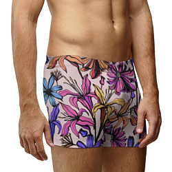 Трусы-боксеры мужские Цветы Разноцветные, цвет: 3D-принт — фото 2