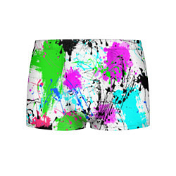 Трусы-боксеры мужские Неоновые разноцветные пятна и брызги красок, цвет: 3D-принт