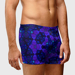 Трусы-боксеры мужские Калейдоскоп -геометрический сине-фиолетовый узор, цвет: 3D-принт — фото 2