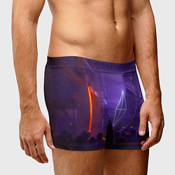 Трусы-боксеры мужские Неоновое помещение с людьми - Фиолетовый, цвет: 3D-принт — фото 2