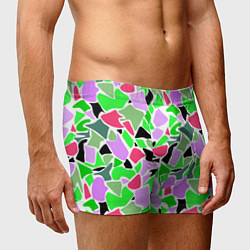 Трусы-боксеры мужские Abstract pattern green pink spots, цвет: 3D-принт — фото 2