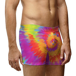 Трусы-боксеры мужские Тай дай в радуге, цвет: 3D-принт — фото 2