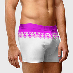 Трусы-боксеры мужские White and pink lace pattern, цвет: 3D-принт — фото 2