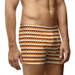 Трусы-боксеры мужские Треугольники на оранжевом фоне, цвет: 3D-принт — фото 2