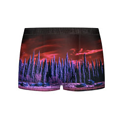 Трусы-боксеры мужские Абстрактный фиолетовый лес и тёмная река, цвет: 3D-принт