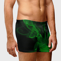 Трусы-боксеры мужские Зелёный абстрактный дым, цвет: 3D-принт — фото 2
