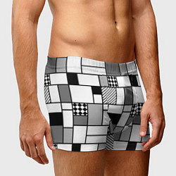 Трусы-боксеры мужские Черно белый геометрический скандинавский узор, цвет: 3D-принт — фото 2