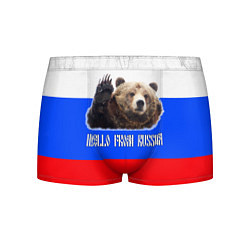 Трусы-боксеры мужские Привет из России - медведь и триколор, цвет: 3D-принт