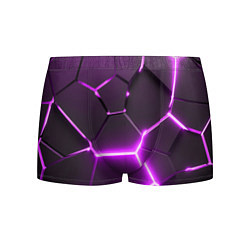 Трусы-боксеры мужские Фиолетовые неоновые геометрические плиты, цвет: 3D-принт