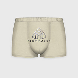 Трусы-боксеры мужские Maybach логотип на бежевой коже, цвет: 3D-принт