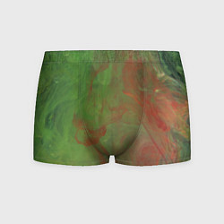 Трусы-боксеры мужские Зелёные и красные волны красок, цвет: 3D-принт