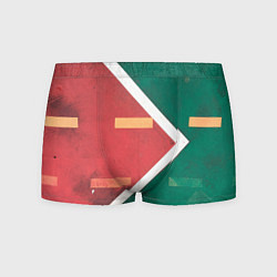 Трусы-боксеры мужские Абстрактная красная и зелёная поверхность с линиям, цвет: 3D-принт