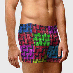 Трусы-боксеры мужские Грубая вязка - цветная клетка - fashion 2044, цвет: 3D-принт — фото 2