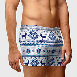 Трусы-боксеры мужские Happy new year, blue deer, цвет: 3D-принт — фото 2