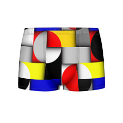 Трусы-боксеры мужские Оптическая иллюзия из кругов, прямоугольников и фи, цвет: 3D-принт