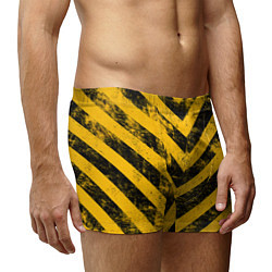 Трусы-боксеры мужские WARNING - желто-черные полосы, цвет: 3D-принт — фото 2
