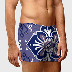 Трусы-боксеры мужские Паттерн цветок с глазками в синих оттенках, цвет: 3D-принт — фото 2