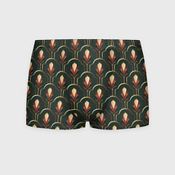 Трусы-боксеры мужские Цветок изумрудном фоне - паттерн, цвет: 3D-принт