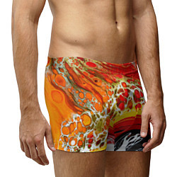 Трусы-боксеры мужские Брызги краски - красные, оранжевые разводы, цвет: 3D-принт — фото 2