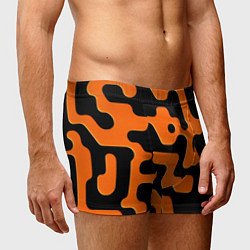 Трусы-боксеры мужские Черно-оранжевый абстрактный лабиринт, цвет: 3D-принт — фото 2