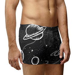 Трусы-боксеры мужские Черно-белый Сатурн, цвет: 3D-принт — фото 2