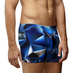 Трусы-боксеры мужские Polygon blue abstract, цвет: 3D-принт — фото 2