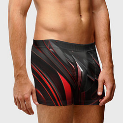 Трусы-боксеры мужские Объемные красные и черные полосы, цвет: 3D-принт — фото 2