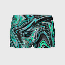 Трусы-боксеры мужские Черно-зеленый флюид арт, цвет: 3D-принт