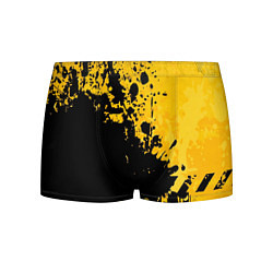 Трусы-боксеры мужские Пятна черной краски на желтом фоне, цвет: 3D-принт
