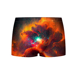 Трусы-боксеры мужские Небула в космосе в оранжевых тонах - нейронная сет, цвет: 3D-принт