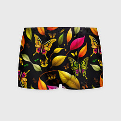 Трусы-боксеры мужские Листья и бабочки, цвет: 3D-принт