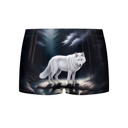 Трусы-боксеры мужские Белый волк в лесу, цвет: 3D-принт