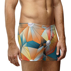 Трусы-боксеры мужские Жемчужина - градиент из полигональных треугольнико, цвет: 3D-принт — фото 2
