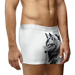Трусы-боксеры мужские Белый волк - краски, цвет: 3D-принт — фото 2