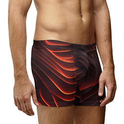 Трусы-боксеры мужские Красные абстрактные волны, цвет: 3D-принт — фото 2