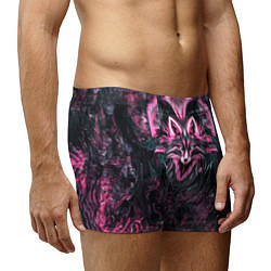 Трусы-боксеры мужские Розовый лис в стиле арт, цвет: 3D-принт — фото 2