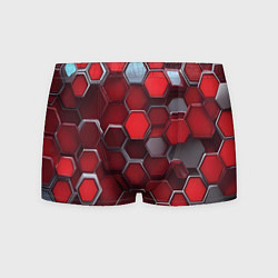 Трусы-боксеры мужские Cyber hexagon red, цвет: 3D-принт