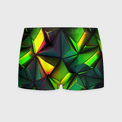 Трусы-боксеры мужские Зеленые абстрактные треугольники, цвет: 3D-принт
