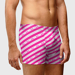 Трусы-боксеры мужские Барби и розовые полосы, цвет: 3D-принт — фото 2