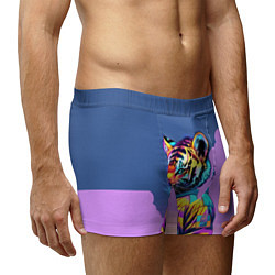Трусы-боксеры мужские Cool tiger cub - pop art, цвет: 3D-принт — фото 2