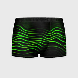 Трусы-боксеры мужские Зеленые абстрактные волны, цвет: 3D-принт