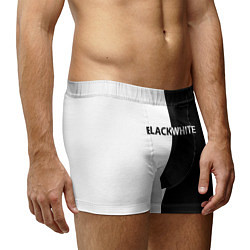 Трусы-боксеры мужские Black white, цвет: 3D-принт — фото 2