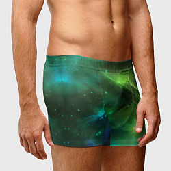 Трусы-боксеры мужские Бескрайний космос зелёный, цвет: 3D-принт — фото 2
