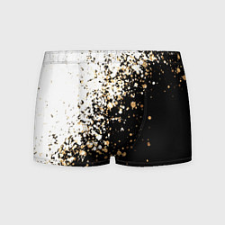 Трусы-боксеры мужские Чёрно белый с золотыми крапинками размытый, цвет: 3D-принт